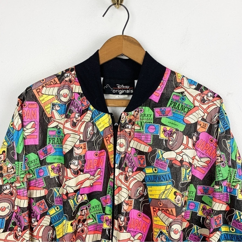 NWOT Vintage 90s Disney Originals Mickey Mouse Cartoon Print Tyvek Jacket Sz L - Picture 4 of 9